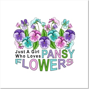 Just A Girl Who Loves Pansy Flowers Posters and Art